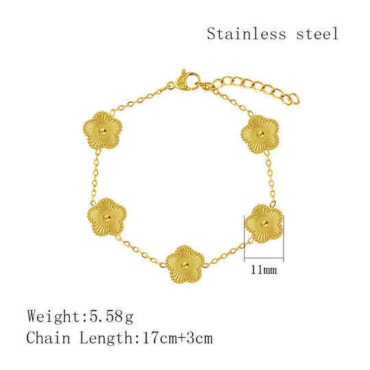 Stainless Steel Lucky Parthenocissus Grass Influencer Temperament Wild Stitching Flower Bracelet