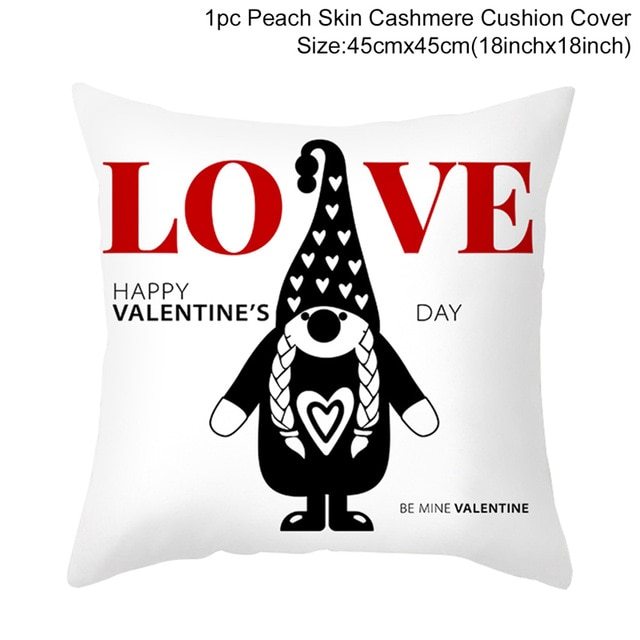 Red Cartoon Letter Series Valentine's Day Pillowcase Peach Skin Sofa Pillowcase