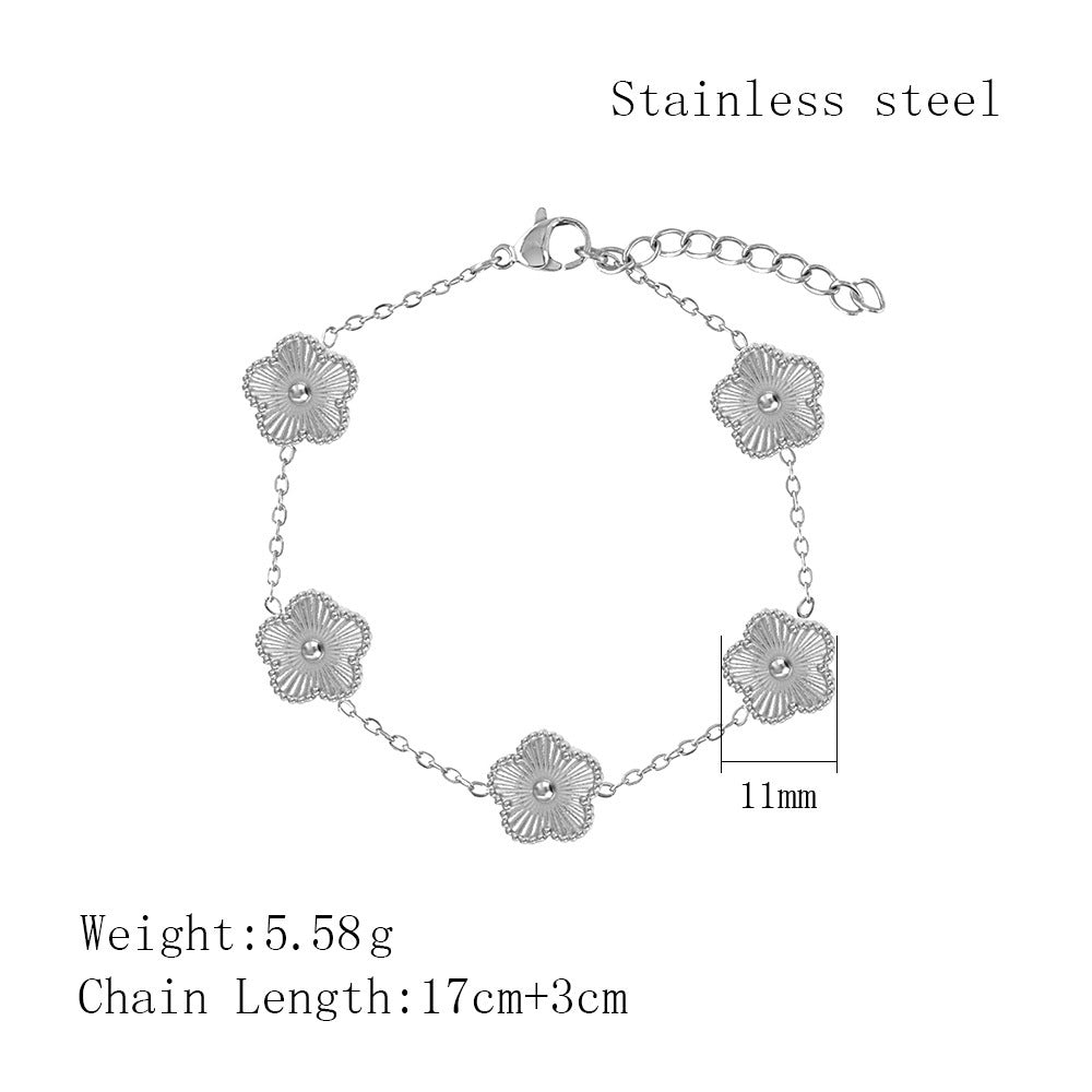 Stainless Steel Lucky Parthenocissus Grass Influencer Temperament Wild Stitching Flower Bracelet