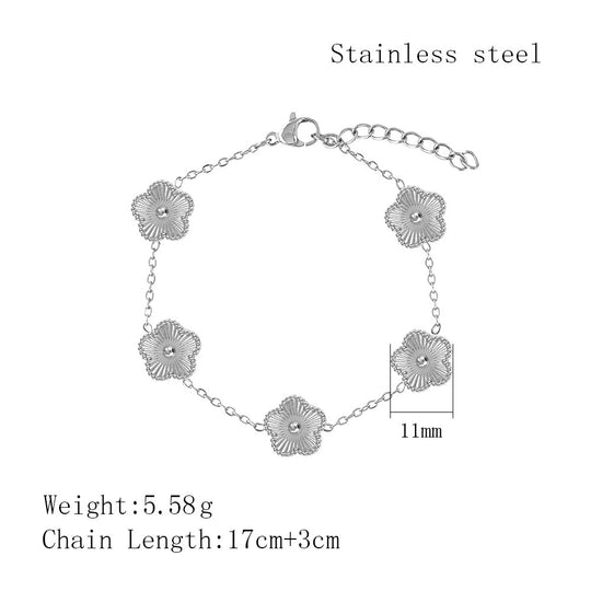 Stainless Steel Lucky Parthenocissus Grass Influencer Temperament Wild Stitching Flower Bracelet