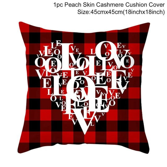 Red Cartoon Letter Series Valentine's Day Pillowcase Peach Skin Sofa Pillowcase