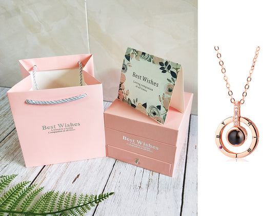 Coffret Cadeau Collier Rose, Cadeau Parfait Pour La Saint-Valentin