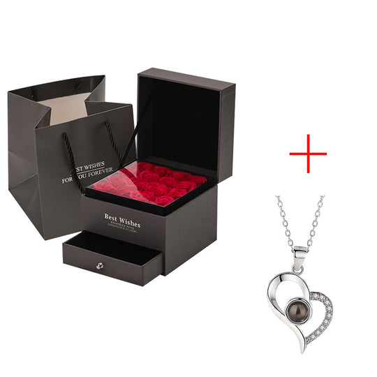 Coffret Cadeau Collier Rose, Cadeau Parfait Pour La Saint-Valentin