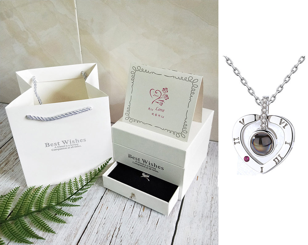 Coffret Cadeau Collier Rose, Cadeau Parfait Pour La Saint-Valentin