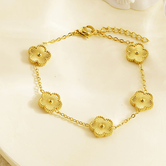 Stainless Steel Lucky Parthenocissus Grass Influencer Temperament Wild Stitching Flower Bracelet