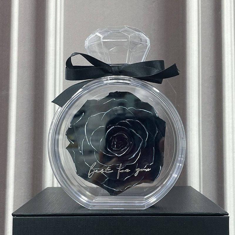 Natural Eternal Flower Ornaments Transparent Cover Dried Rose Gift Box For Christmas New Year Valentine's Day Home Decor