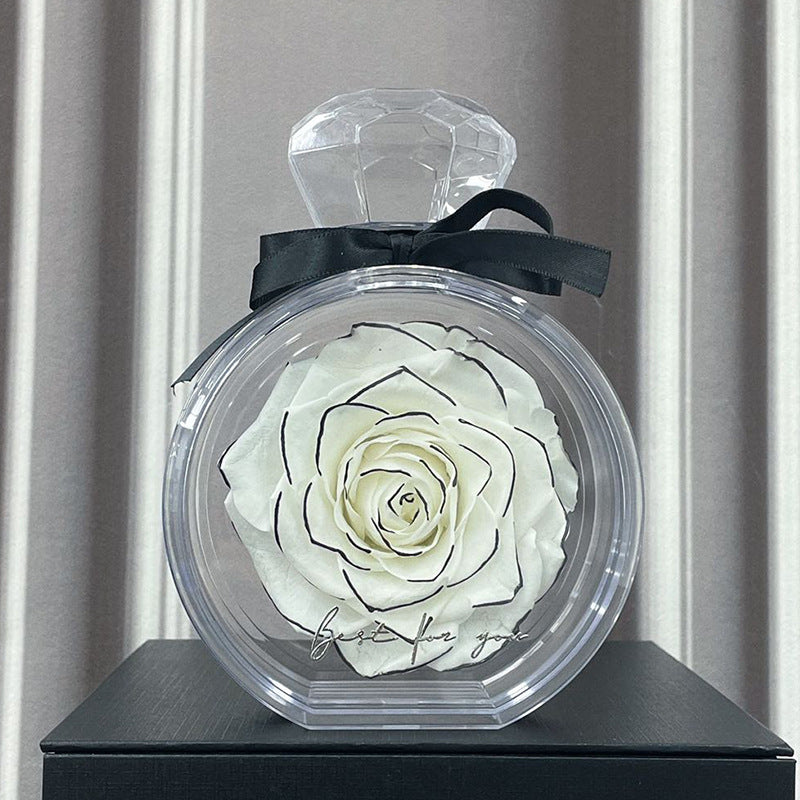 Natural Eternal Flower Ornaments Transparent Cover Dried Rose Gift Box For Christmas New Year Valentine's Day Home Decor