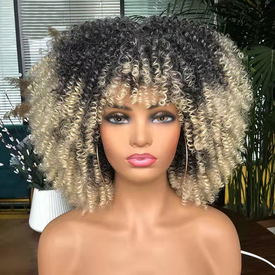 African Small Curly Hair Afro Wig Headgear